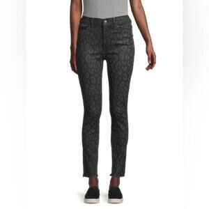 DL1961 Farrow Leopard High Rise Ankle Instasculpt Skinny Jeans Frayed Hem Denim